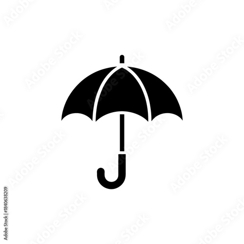 Umbrella icon vector illustration of black protection parasol for rain weather forecast design element