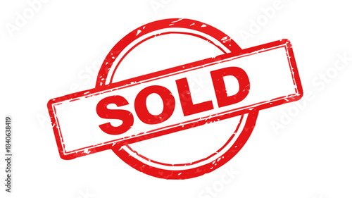 Red distressed 'SOLD' stamp, signifying a completed transaction or sale, isolated on a white background