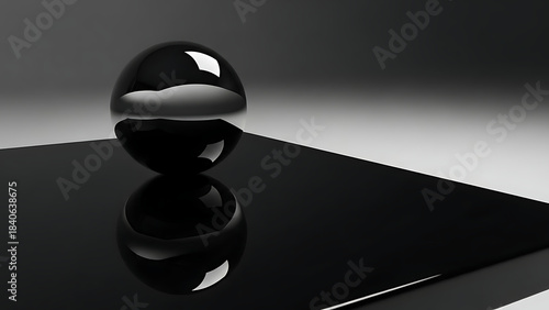 Black Sphere Reflecting on Black Surface reflection