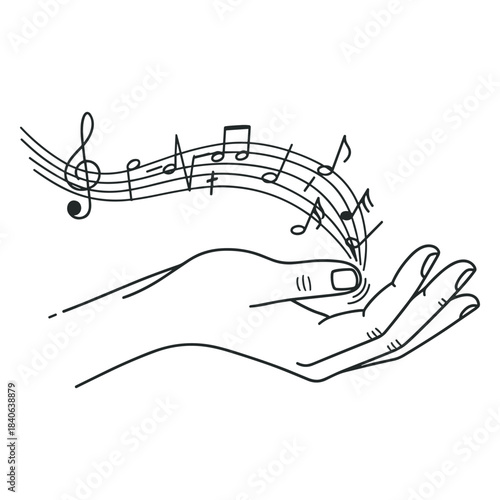 hand with music notes