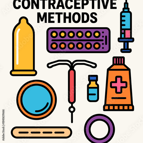 Poster with contraceptive methods icons