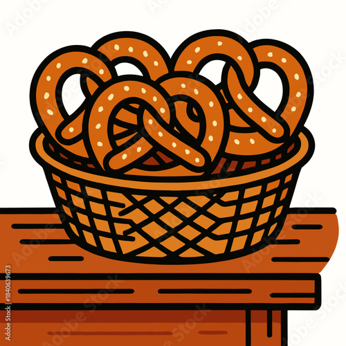 Pretzel basket on wooden bar