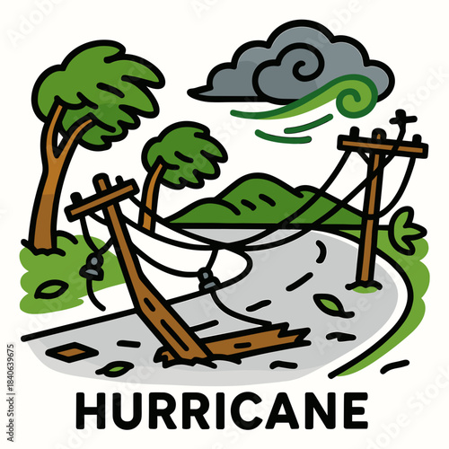 Power lines down after hurricane