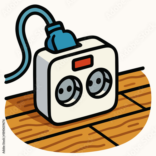 Plug adapter on wooden floor