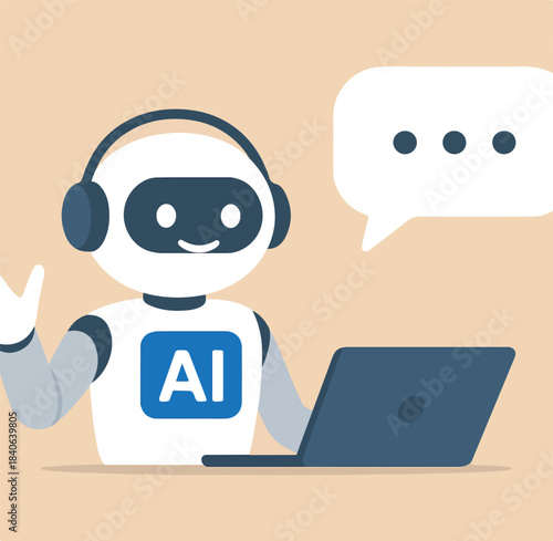 Chatbot online service to answer questions with machine learning or AI artificial intelligence, NLP neural language processing concept, smart robot talking with speech bubble, dialog on conversation.