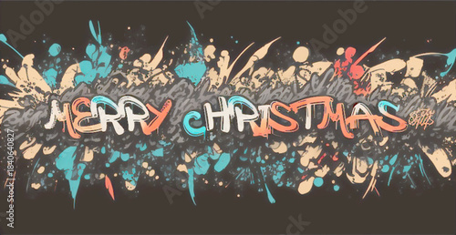 Merry Christmas Graffiti Abstract Background 