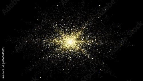Golden Glitter Explosion on Black Background sparkle