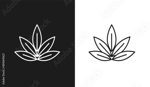a striking visual composition showcases two identical cannabis leaf outlines prominently displayed against contrasting black and white backgrounds offering a bold design high quality professional