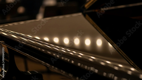 Reflections on a Polished Black Grand Piano Surface Keywords: piano, grand piano, musical