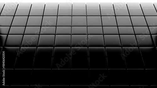 Reflective Black Cubes Grid Surface Perspective abstract