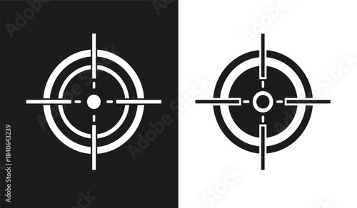 a stark visual contrast is depicted with a target reticle displayed in both black and white color schemes focusing on symmetry high quality professional detailed