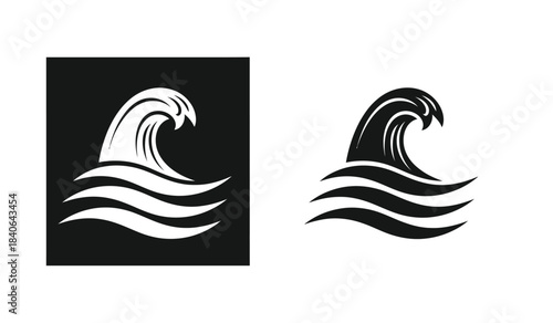 a striking visual representation showcases two contrasting wave designs one with a white wave against a black background and the other reversed depicting ocean energy