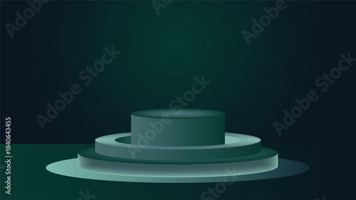 Modern dark podium background with soft spotlight and gradient lighting ideal for product display branding ads presentations and minimal design projects with a clean professional style