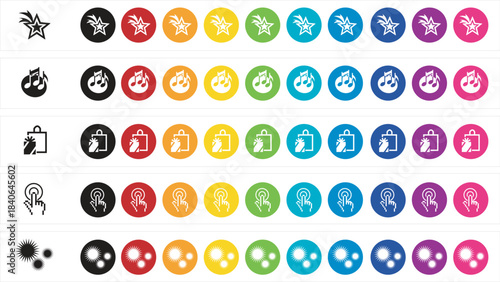 Colorful set of round web button icons with numbers for business internet design