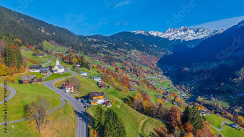 Photos The village of Kristberg Montafon Valley, State of Vorarlberg, Austria, Drone Ph