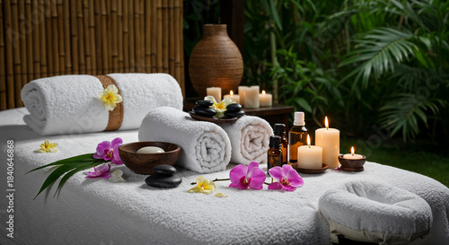spa still life with towel and candles