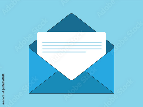 Realistic Open Envelope with Letter and Message.