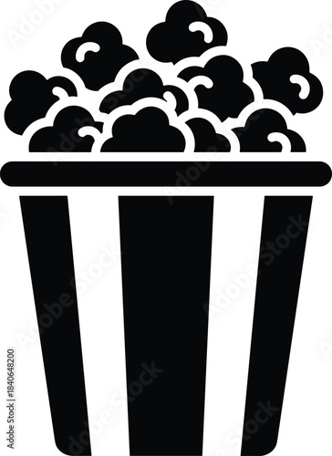 Black silhouette of a bucket filled with popcorn snack food