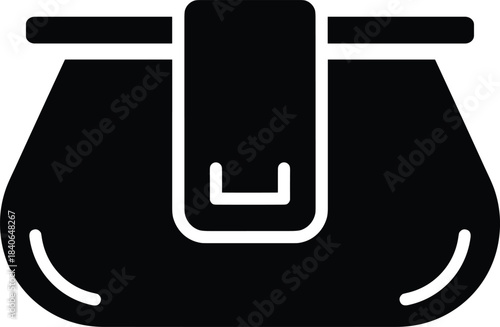 Black silhouette of a clutch purse with a flap closure vector