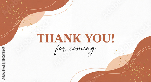 Bohemian thank you for coming card with abstract shapes and gold glitter