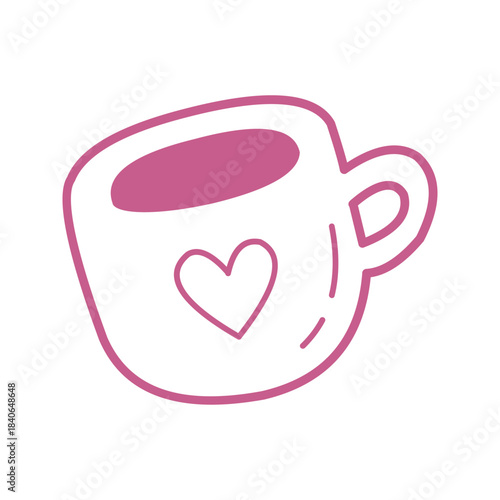 Valentines Day Coffee Cup Cute Hand Drawn Doodle Illustration