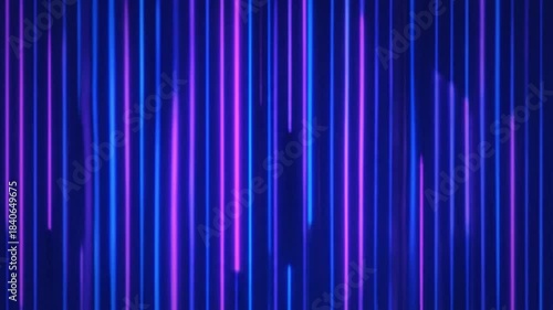 Abstract background of vertical neon light bars pulsing in vibrant blue and magenta tones
