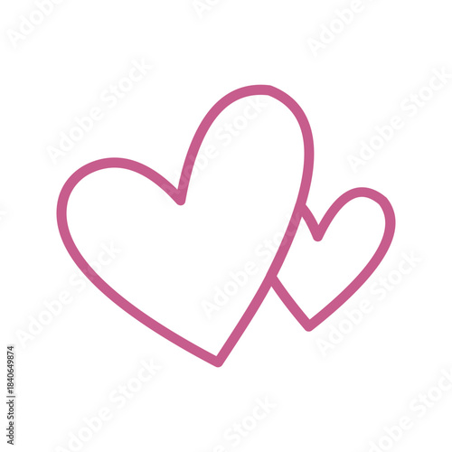 Valentines Day Double Heart Cute Hand Drawn Doodle Illustration