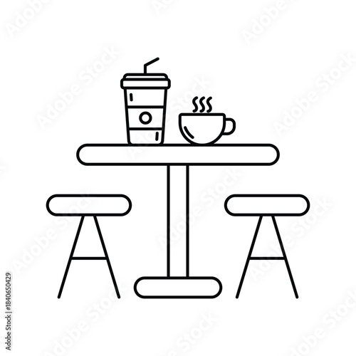 Cafeteria icon designed in a line style. Dining table icon. Simple graphic element.