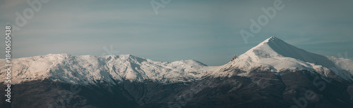 Ljuboten mountain range Macedonia, snow capped mountains in winter