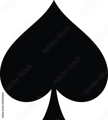 Black spade symbol on white background simple graphic card playing
