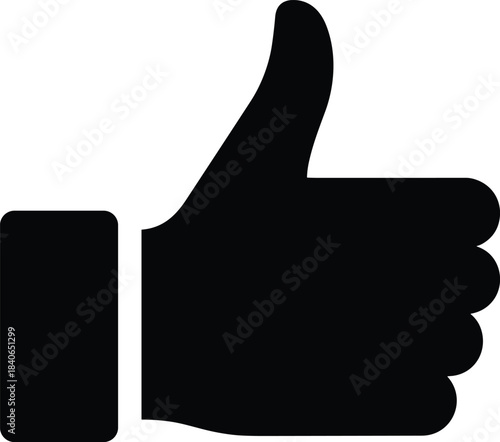 Black thumbs up icon on white background gesture hand