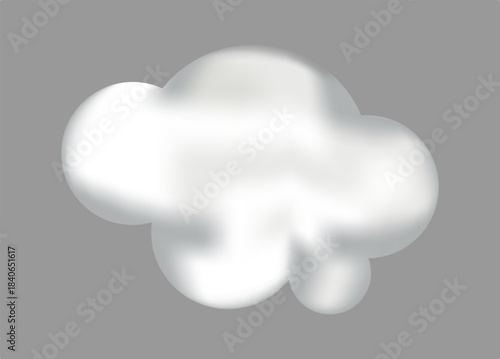A white cloud on a gray background, fluffy and soft in appearance
