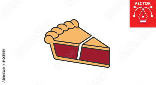 A slice of delicious pie with a golden crust, isolated on white background the filling is a rich, deep red, hinting at cherries or raspberries a perfect dessert for any occasion