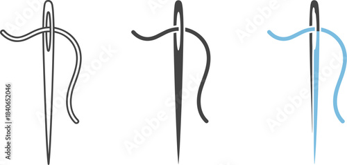 Needle with thread isolated on white background sewing needle with thread hand sewing, needlework, tailoring, atelier, dressmaking, needlecraft concept