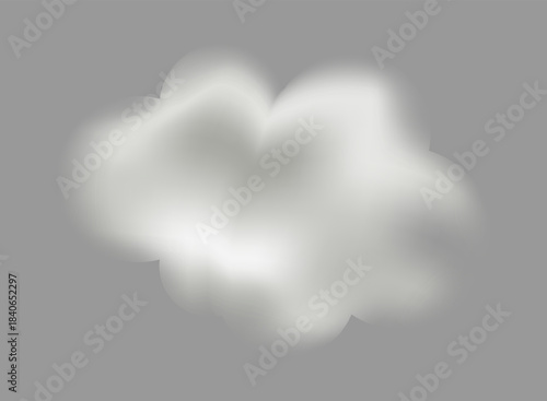 A soft and fluffy white cloud on a gray background, symbolizing serenity and calmness in the sky