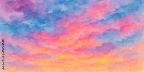 Abstract colorful watercolor texture of a pastel sunrise cloudscape