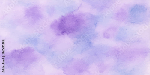 Abstract watercolor blue sky background with fluffy white clouds and bright sunlight texture