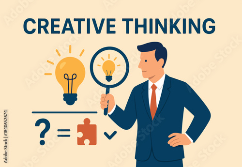 Creative thinking analysis for solution and success, resolution process concept, businessman solving problem with solution