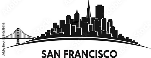 San Francisco skyline silhouette on white background