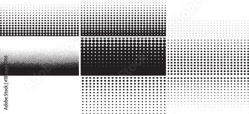 Halftone dots pattern with gradient effect in black and white
