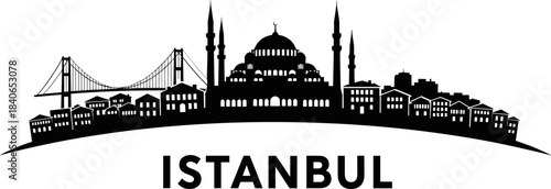 Istanbul skyline silhouette on white background
