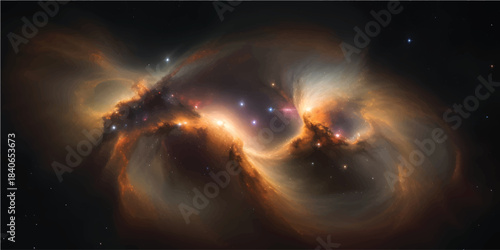 Abstract space light background featuring a cosmic nebula and glowing galaxy stars