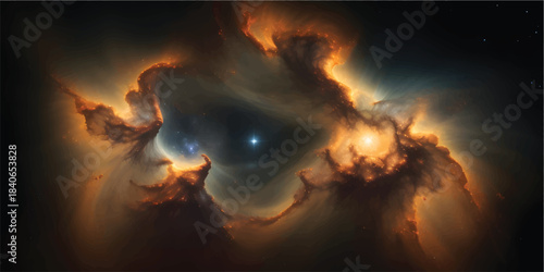 Burning earth in the fire of an abstract, dark, and beautiful sunset cloudscape