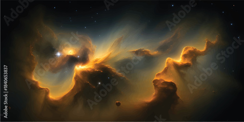 Dramatic fire in the night sky with beautiful red and orange clouds during sunset