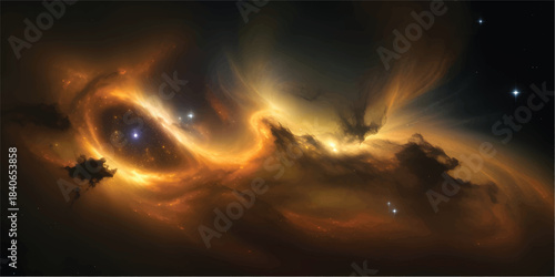 Dramatic orange and red sunset cloudscape in the bright blue sky