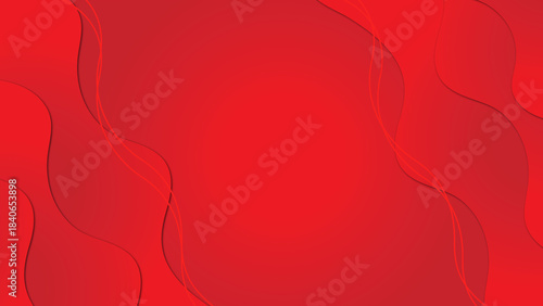 Red Abstract Background with Fluid Wave Shapes