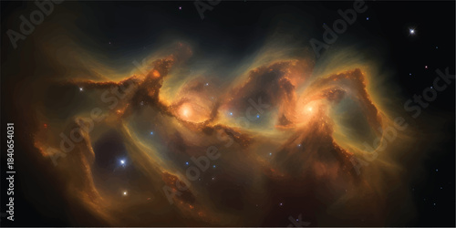 Deep space nebula of fire and light in the night sky
