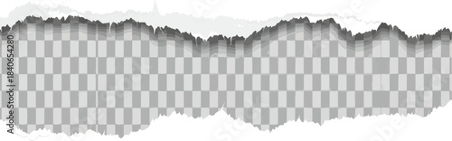 Torn paper edge with transparent checkerboard background effect