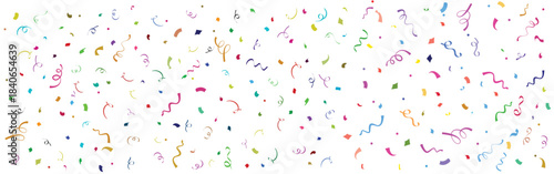 Colorful Confetti Celebration Pattern on White Background