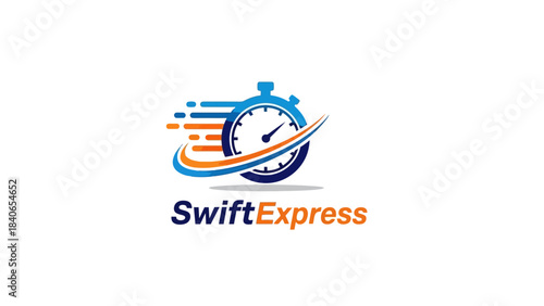 The SwiftExpress logo features a stopwatch with motion lines, symbolizing speed and delivery.